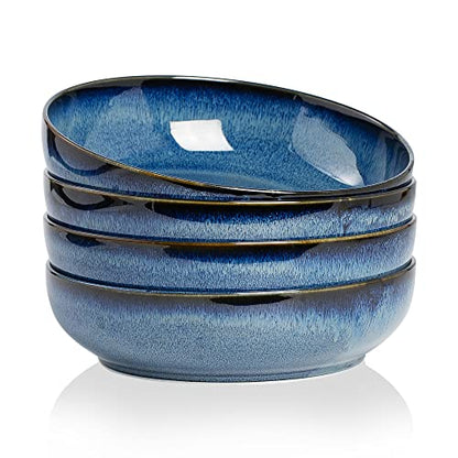 30oz Ceramic bowls set of 4-8" serving bowls for Kitchen,Pasta,Salad-Dishwasher & Microwave Safe Perfect for Housewarming, Thanksgiving, Christmas-Royal Blue - color: Royal Blue