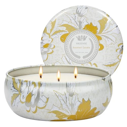 M&SENSE 3 Wick Sunkissed Citrus Scented Soy Candles 12 oz | Triple Wick, 40 Hour Long Burn, Non-Toxic,100% Natural Soy Wax, Stress Relaxing Aromatherapy Candle Gift for Women Men - color: Sunkissed Citrus