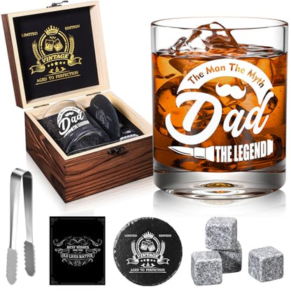 Dad Whiskey Glasses 12 oz, Rock Glasses Dads Birthday Gifts Ideas, Cool Gag Gifts for Dads Who Wants Nothing, Unique New Dad Gift from Daughter, Kids on Fathers Day - style: Dad's Whiskey Glass