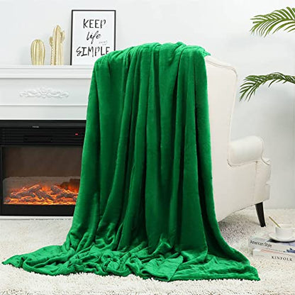 NANPIPER Fleece Blankets Super Soft Flannel King Size Blanket for Bed Luxury Cozy Microfiber Plush Fuzzy Blanket,Emerald Green - color: Emerald Green, size: King