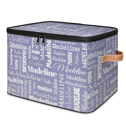 Custom Name Storage Basket, Personalized Keepsake Box, Haze Purple | Foldable Fabric Gradient Large Memory Bin with Handle Lid Lightweight Waterproof Dustproof, 14"L x 10.2"W x 10.4"H - color: Option 13