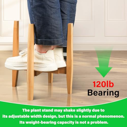 2 Packs Adjustable Plant Stand with Tray,Indoor Wood Plant Stand Fit 8'' to 12'' Planter,Mid Century Modern Flower Pot Holder Rack(Plant and Pot Not Included) Natural - color: Natural, size: 2 PACKS