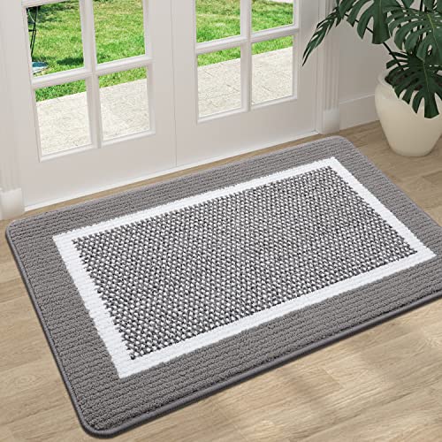 Colorxy Indoor Door Mat, Non-Slip Absorbent Resist Dirt Entrance Mat, Sturdy Low-Profile Inside Floor Mats, Washable Front Entry Doormats for Entryway, 30''x17'', Grey - color: Grey, size: 30''x17''