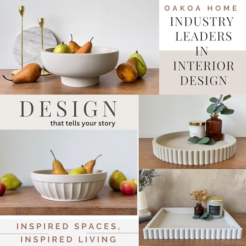 OAKOA Concrete Bowl - Cement Bowl for Coffee Table - Decorative Fruit Bowl | Key Bowl for Entryway Table - Organic Modern Home Decor - Purse Bowl - Stone Fruit Bowl - Centerpiece Bowl