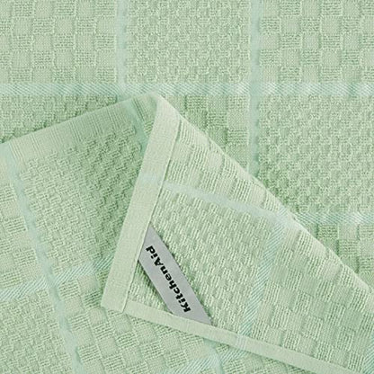 KITCHENAID Quilted Cotton Terry Cloth Oven Mitt, Pot Holder, Kitchen Towel 4-Pack Set, Heat Resistant, Silicone Grip, 16"x26", 7"x13" & 7"x10", Pistachio - color: Pistachio