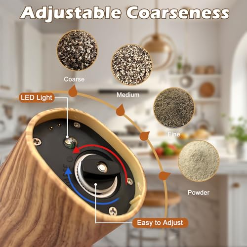 Rechargeable Salt Pepper Grinder Set: Electric Salt and Pepper Mill Automatic Salt Grinder Adjustable Coarseness Pepper Mills Refillable Salt Mills USB Salt Shaker Electric Pepper Shaker - color: Yellow