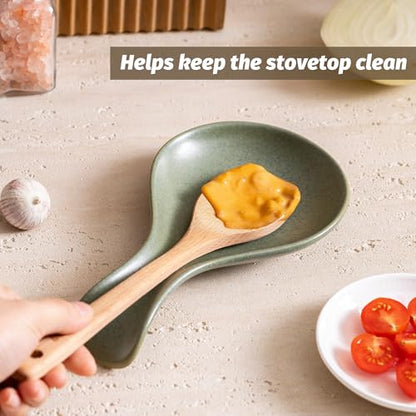 Ceramic Spoon Rest for Stove Top, 8 Inches Large Spoon Holder for Kitchen Counter, Porcelain Utensil Rest, Housewarming Christmas Gift, Dishwasher Safe Heat-Resistant, Ice-Flecked Smoke White(1 PC) - color: Ice-Flecked Smoke White