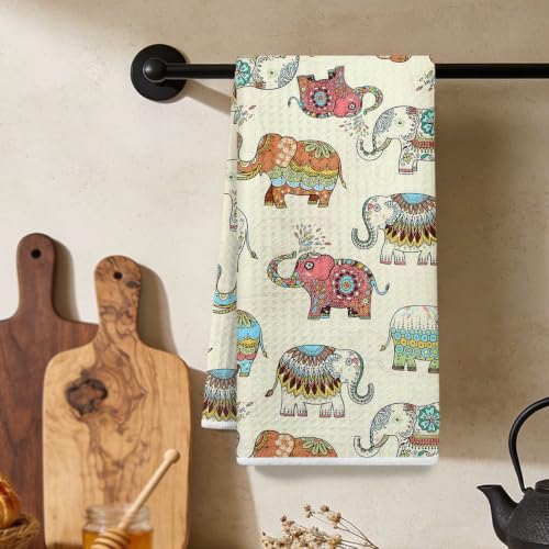 Elephants Kitchen Towels, Elephant Gifts Dish Towels for Kitchen, Highly Absorbent Hand Towel Tea Towel, Elephant Gift, 16 x 25 Inch Drying Towel Housewarming Gifts for Women Girls Sisters - color: Lm 314