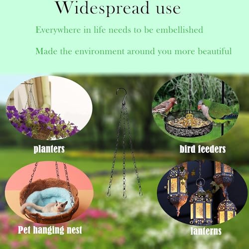 PCTC 3 Pack 23 inch Hanging Basket Chain,Hanging Plant Holder | Flower Pot Basket Chains 3 Point Replacement Chain Hangers with S Hooks for Planters, Bird Feeders, Lanterns & Garden - size: 23 inch