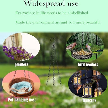 PCTC 3 Pack 23 inch Hanging Basket Chain,Hanging Plant Holder | Flower Pot Basket Chains 3 Point Replacement Chain Hangers with S Hooks for Planters, Bird Feeders, Lanterns & Garden - size: 23 inch