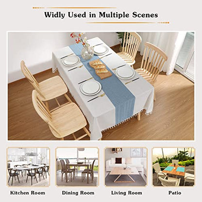 Laolitou Tablecloth for Dining Table Rustic Farmhouse Kitchen Tables Cloth Coffee Table Cover, Cotton Linen Fabric Small Rectangle Tablecloths, Beige, Blue Stripe, 55x102 Inch - color: Blue Stripe, size: 102" x 55" (Rectangular)