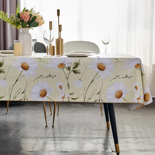 Pioggia Vinyl Tablecloth with Flannel Backing - Waterproof, Oil-Proof, Easy to Clean -Plastic Table Cloth - Perfect for Dining Tables, Kitchen Tables, Parties (Flowers Pattern, 54×54 Inch Square) - color: Flowers Pattern, size: 54" x 54" (Square)