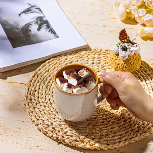 LERATIO Ceramic Coffee Mugs Set of 6,12oz Handmade Coffee Mugs Set | Large Handle for Cappuccino/Latte/Tea/Hot Cocoa,Oven &Dishwasher & Microwave Safe-Khkai - color: reactive glaze-1