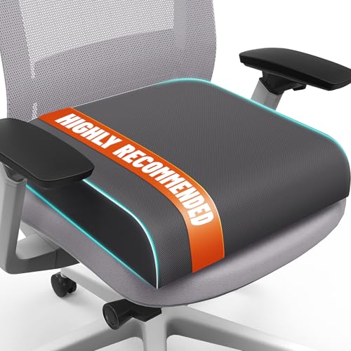 SweetSlubr Seat Cushion, Chair Pad, Memory Foam Tailbone Pain Relief | Office Chair Cushion for Tailbone Pain Relief, Non-Slip Cover, Soft Support for Office Chair, Car Seat, Airplane,Large/Gray - color: Gray, size: Large