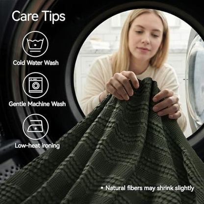 a moment 2 Pack Bamboo Fiber Pillow Covers - Waffle Weave, Ultra Soft & Breathable, Euro Shams Cotton Throw Pillow for Couch, Sofa, Bedroom Living Room 26x26 Inch Olive Green - color: Olive Green, size: 26" x 26" (Pack of 2)
