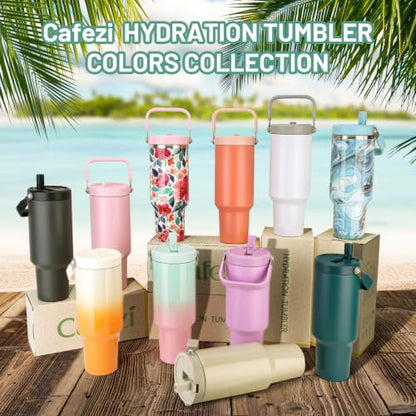 40 oz Insulated Tumbler with Top Handle and Flip Straw | Vacuum Insulated Stainless Steel Cup with Leak-Proof Lid, Sweat-Free, Fits Cup Holder, Keeps Ice Cold up to 30 Hours - color: Pink, size: 40 Ounces