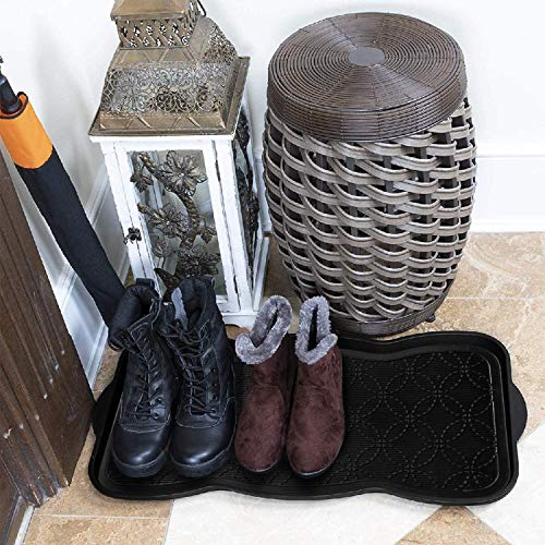 A1HC Boot Tray-Water Resistant Rubber Utility Shoe Mat 16"x31" for Indoor and Outdoor Use in All Seasons Multi-Purpose Boot Tray Mat for Entryways - style: Geometric Black
