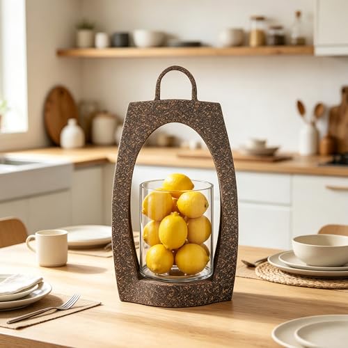 15" Twakutwaku Versatile Farmhouse Arch Metal Lantern in Rustic Brown with Handmade Thick Glass Candle Holder for Pillars & Plants, Hurricane Lantern, Glass Candlestick Holder, Glass Vase, Garden - color: Rustic Brown, size: 8"x15"