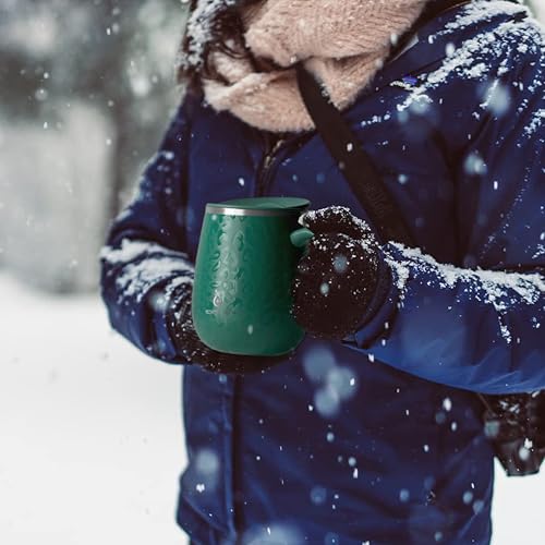 Ideus 16 oz Insulated Coffee Mug with Handle and Lid, Double Wall Stainless Steel Vacuum Thermal Coffee Mug, Travel Coffee Cup Thermal Cup for Home and Office (Leopard Green, FUJI DAWN) - color: Leopard Green