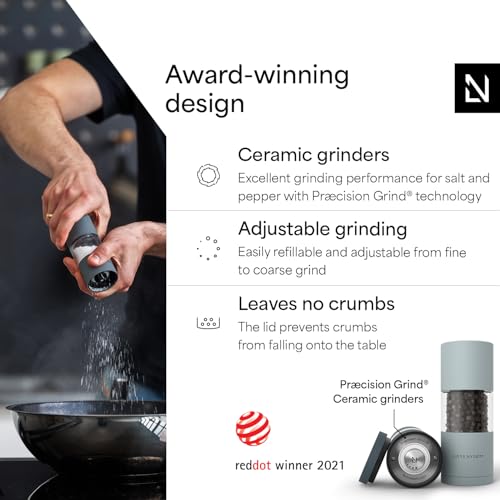 LARS NYSØM Salt and Pepper Grinder Set, Manual Salt and Pepper Mills with Adjustable Ceramic Grinder, Design Spice Shaker Set (Blue) - color: Stone Blue/Sky Blue