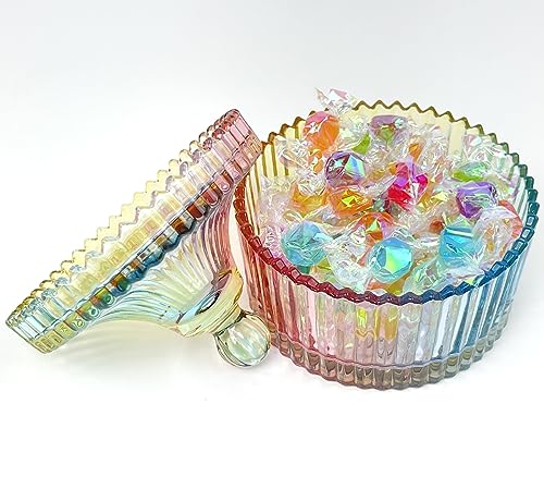 Colorful Crystal Glass Candy Snack Barrel Storage Jar Embossed Luxury Cookie Buffet Canister With Lids Jewelry Box Jar Biscuit Containers - color: Small Yurt
