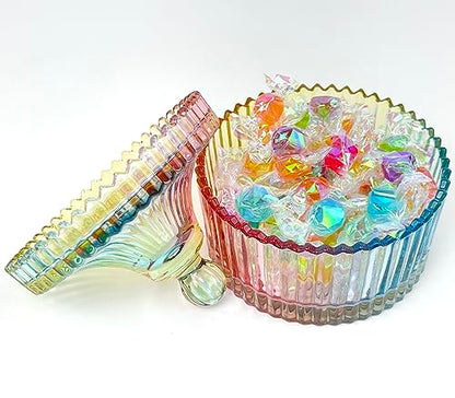 Colorful Crystal Glass Candy Snack Barrel Storage Jar Embossed Luxury Cookie Buffet Canister With Lids Jewelry Box Jar Biscuit Containers - color: Small Yurt