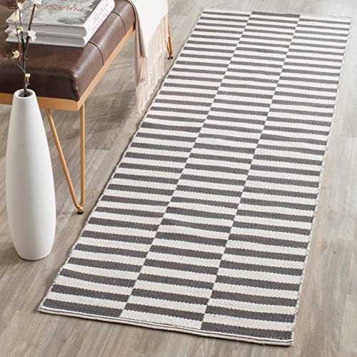 SAFAVIEH Montauk Collection Accent Rug - 2'3" x 3'9", Ivory & Grey, Handmade Stripe Cotton, Ideal for High Traffic Areas in Entryway, Living Room, Bedroom (MTK715A) - color: Ivory/Grey, size: 2'3" x 3'9" (Rectangular)