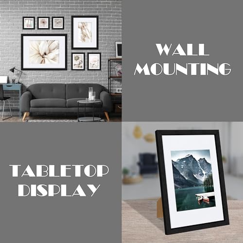 Hongkee 9x12 Black Picture Frames set of 3, Made of Wooden and Glass Photo frame - Displays Picture 6x8 with Mat or 9 x 12 without Mat, Desktop & Wall Collage Frame set - color: Black, size: 9x12 in