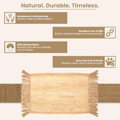 Jute Rug 2x3 Natural Fiber Braided Rugs Farmhouse Woven Reversible Kitchen Area Rug, 100% Pure Plant Fiber Entry Rug, Indoor Entryway Floor Doormat, 24x36 Rectangular - size: 2' x 3' (Rectangular)