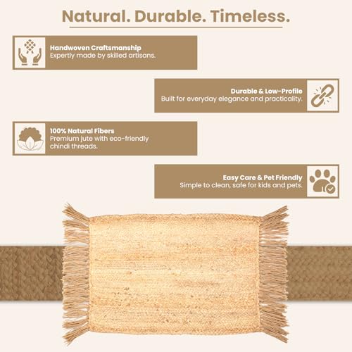 Jute Rug 4x6 Natural Fiber Braided Rugs Farmhouse Area Rug Woven Reversible Living Room Bedroom Carpet, Pure Plant Fiber Entry Rug, Indoor Large Floor Mat, 48x72 Inch, Tassels - size: 4' x 6' (Rectangular)