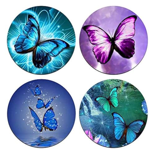 Beautiful Butterfly Round Coaster Set - Made of Recycled Rubber - Set of 4 - color: Beautiful Butterfly