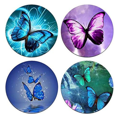 Beautiful Butterfly Round Coaster Set - Made of Recycled Rubber - Set of 4 - color: Beautiful Butterfly