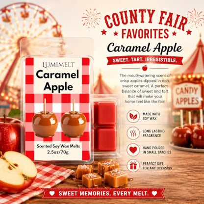 LUMIMELT County Fair Favorites Wax Melt Bundle – 5 Pack Scented Soy Wax Melts – Caramel Popcorn, Funnel Cake, Cotton Candy, Caramel Apple & Golden Churro – Long Lasting Home Fragrance