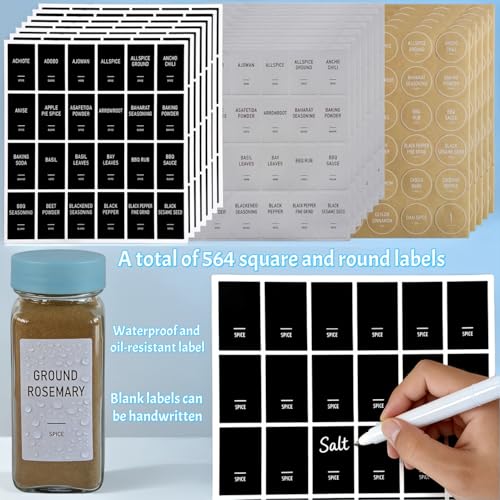 Spice Jars with Labels - 24 Glass Spice with Shaker Lids & Airtight Plastic Caps - 4oz Complete Seasoning Containers Organizer Set for Cabinet, Drawer & Rack (Skyblue) - color: Skyblue