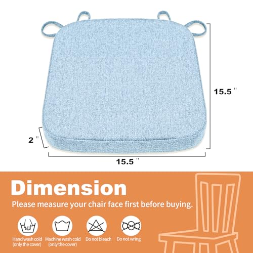 SINOSSO Memory Foam Chair Cushion for Folding Chair 1 Pcs, Thickened 2" Square Kitchen Chair Pad with Ties, Indoor Non-Slip Dining Chair Seat Cushion (1 Piece, Water Blue) - color: Water Blue