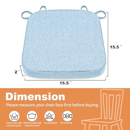 SINOSSO Memory Foam Chair Cushion for Folding Chair 1 Pcs, Thickened 2" Square Kitchen Chair Pad with Ties, Indoor Non-Slip Dining Chair Seat Cushion (1 Piece, Water Blue) - color: Water Blue