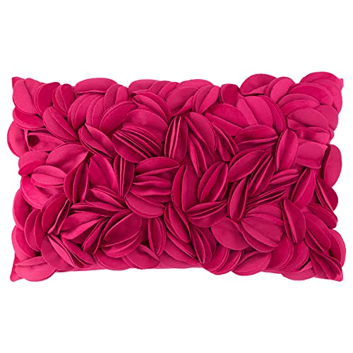KINGROSE 3D Flower Cushion Cover Home Decorative Throw Pillow Cover Rectangular Pillowcase Sham for Couch Bed Living Room Sofa 12 x 20 Inches Velvet Rose Red | Rectangular Pillowcase, Home Decorative Throw Pillow Cover, For Couch Bed Living Room Sofa Summ