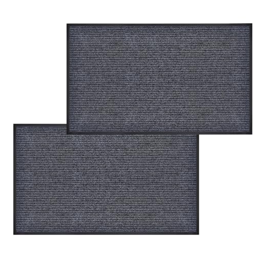 2 Pack 60"x36" Brush Step Entrance Mat - Indoor Outdoor Carpet Doormat with Deep Scraper & Rubber Border, for Dry Indoor/Outdoor Use at Door, Patio, Garage, Kitchen, Laundry Room - size: 60"x36" Brush Mats 2Pcs