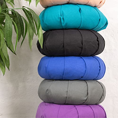Myga Zafu Yoga Meditation Cushion with Washable Cover - Floor Cushion Pillow with Natural Buckwheat Filling - Soft Round Cotton Design for Meditating or Pranayama Exercises - color: Grey