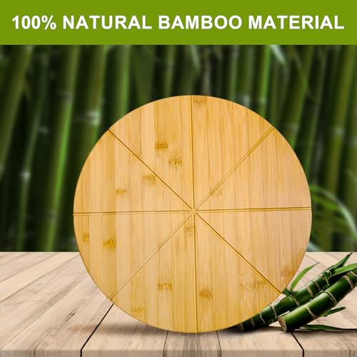 Pizza Cutting Board for 14inch Pizza Bamboo Wood accessories Prep Platter - style: 13.5"