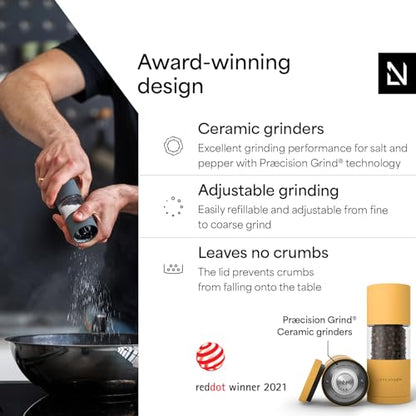 LARS NYSØM Salt and Pepper Grinder Set, Manual Salt and Pepper Mills with Adjustable Ceramic Grinder, Design Spice Shaker Set (Mustard Yellow) - color: Mustard Yellow