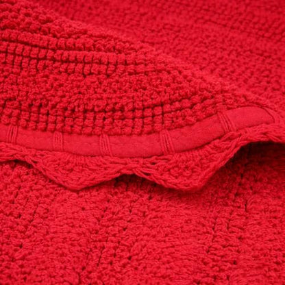 Royal Blaze Crochet Reversible Bath Mat Runner 100% Cotton Bathroom Rug Runner, Medium Plus Oval 24×36 Red - color: Bright Red, size: 24"x36" Oval
