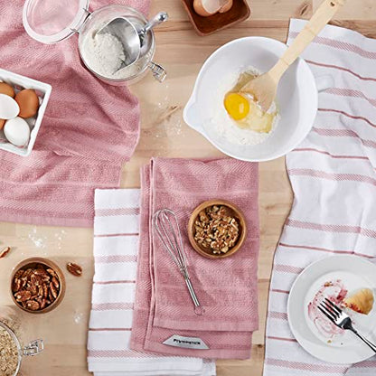 KitchenAid Albany Kitchen Towel 4-Pack Set, Dried Rose/White, 16"x26", (Pack of 2) - color: Dried Rose, size: 16"x26" (Pack of 2)