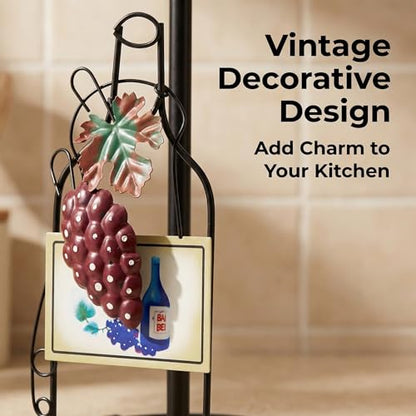 GUANYANG Wine Bottle Shaped Metal Paper Towel Holder, 18x18x35cm Waterproof Large Capacity Space Saving Countertop Paper Towel Dispenser for Farmhouse Kitchen Decor Wine Bar Accessories