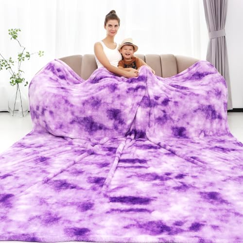 obinsm Purple Fleece Throw Blanket King Size, Fuzzy Big Blankets for Bed | Warm Lightweight Plush Blanket for Women Adults Room Decor - color: Purple Tie Dye Blanket, size: Size 90" x 108"(228 x 274 cm)