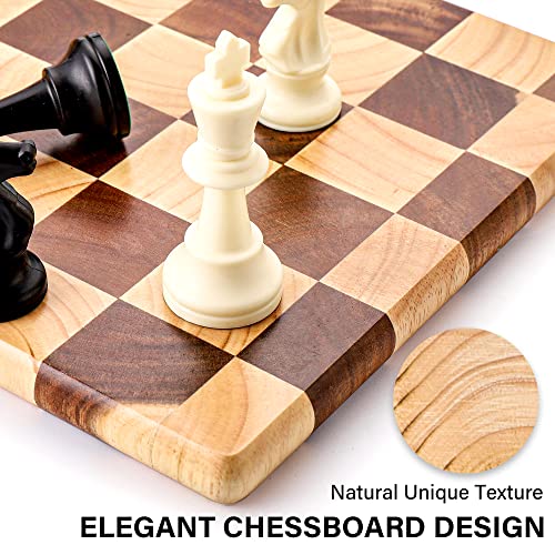 End Grain Wooden Cutting Board, Checkered Chopping Board for Kitchen, Reversible Serving Board for Cheese, Bread & Fruits, 14.5 x 10 x 0.8 Inch - color: Rectangle checkerboard
