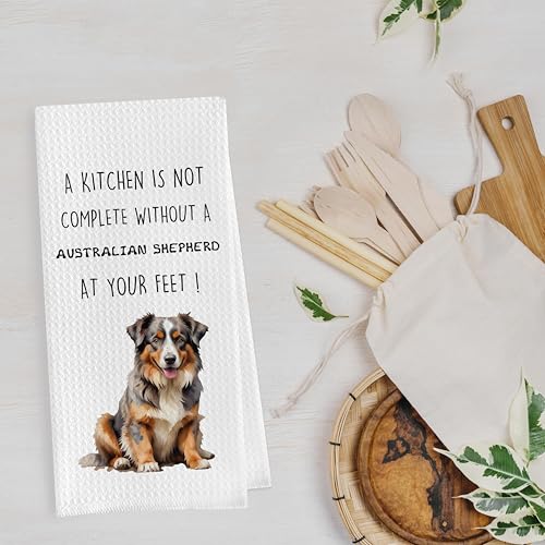 Gqtt Australian Shepherd Dish Towels Set - Funny Decorative Waffle Kitchen Towels, Hand Tea Towels, Gifts (1624 Inches, Set of 2) - color: Australian Shepherd