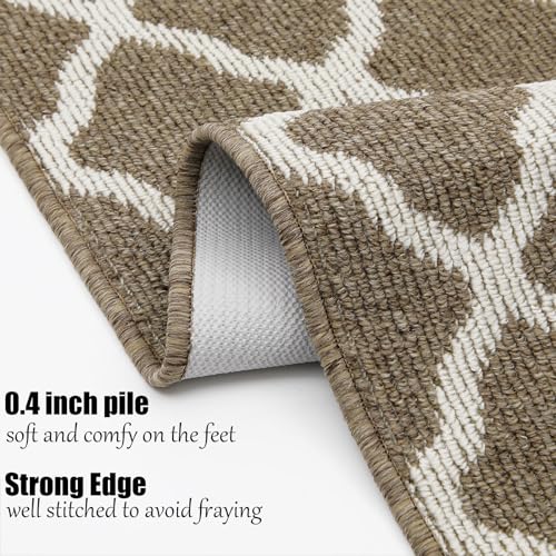 SHACOS Runner Rug 2x8 ft Washable Entryway Runner Rugs Non Slip Rubber Backing Hallway Rug Runner Stain Resistant Kitchen Carpet Runners, Brown - color: Brown, size: 2' x 8'