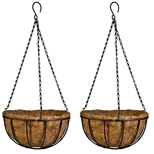 Kingbuy 10 Inch Hanging Planter Basket with Coconut Liner Wire Plant Holder Chain Flower Baskets Pot Hanger Home Garden Decoration for Indoor Outdoor, 2 Pack - size: 10 Inch, style: 2 Pack
