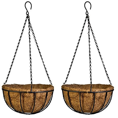 Kingbuy 10 Inch Hanging Planter Basket with Coconut Liner Wire Plant Holder Chain Flower Baskets Pot Hanger Home Garden Decoration for Indoor Outdoor, 2 Pack - size: 10 Inch, style: 2 Pack